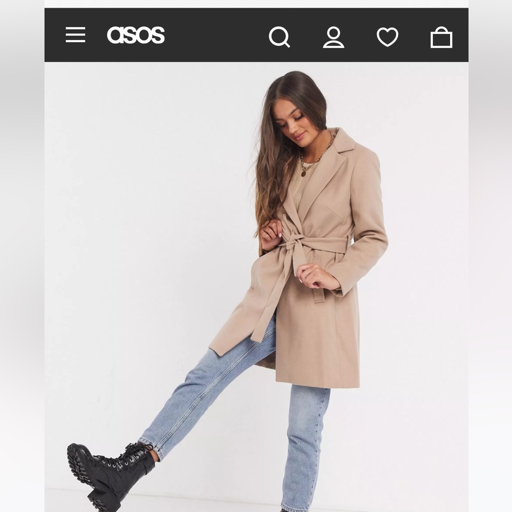 New Look belted trench coat, size 6 petite, Caramel.